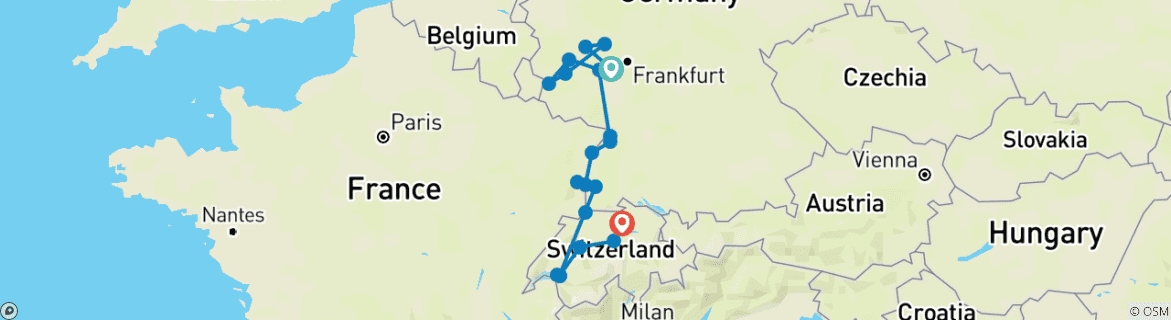 Foto van een kaart met de route van de rondreis