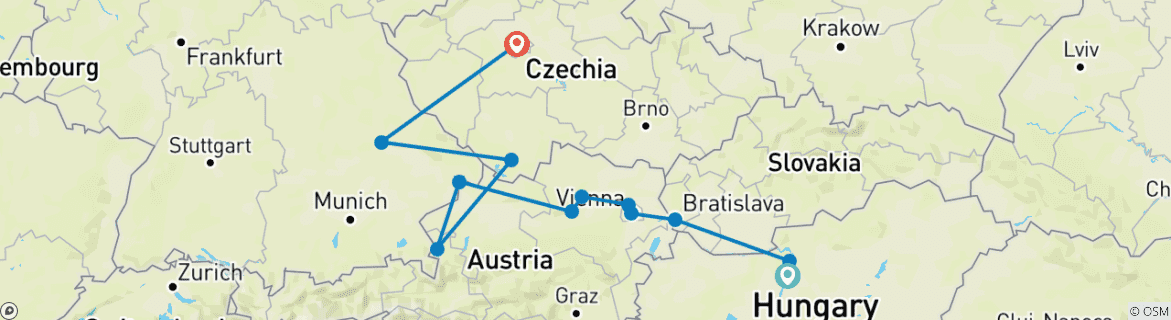 Foto van een kaart met de route van de rondreis