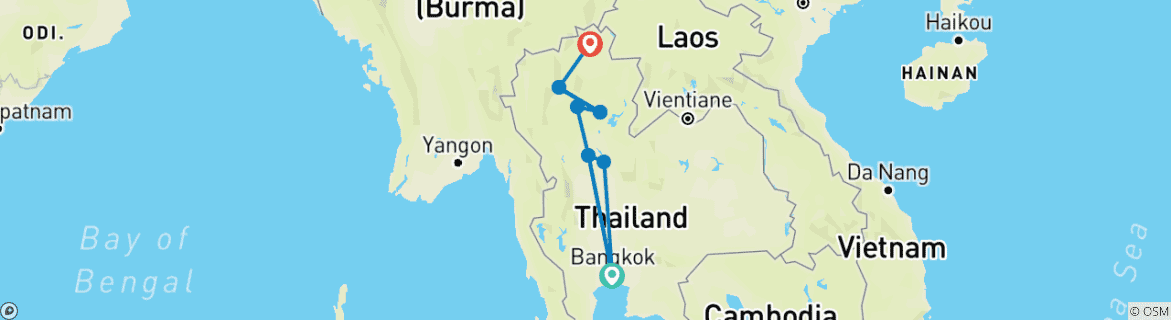 Image d'une carte montrant l'itinéraire du circuit