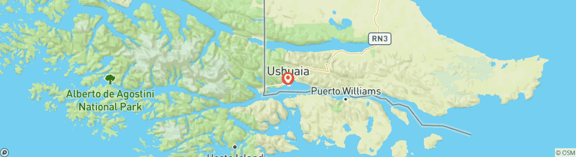 Kaart van 5-Daagse Ushuaia Patagonië Ontsnapping met hotel en halfpension inbegrepen
