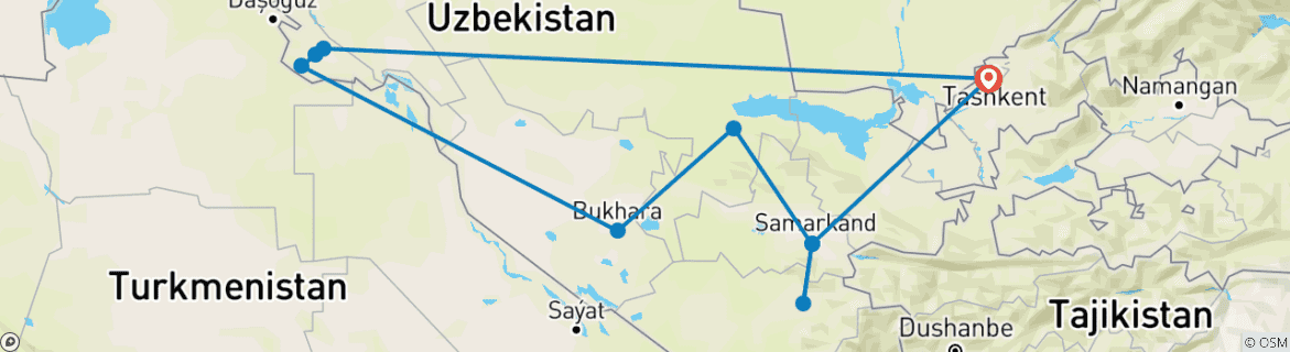 Image d'une carte montrant l'itinéraire du circuit