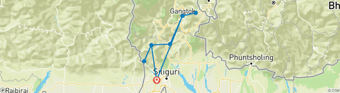 Karte mit der Reiseroute