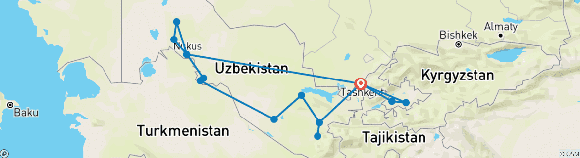 Image d'une carte montrant l'itinéraire du circuit