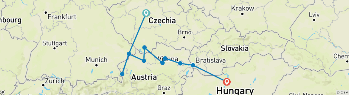 Karte mit der Reiseroute