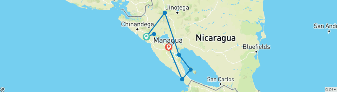 Image d'une carte montrant l'itinéraire du circuit