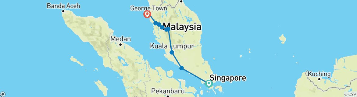 Karte mit der Reiseroute