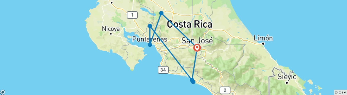 Karte mit der Reiseroute