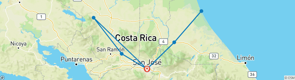 Image d'une carte montrant l'itinéraire du circuit