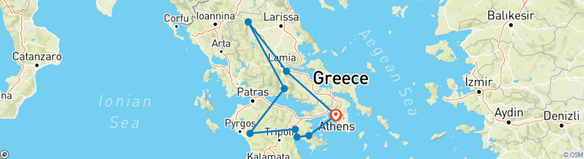 Foto van een kaart met de route van de rondreis