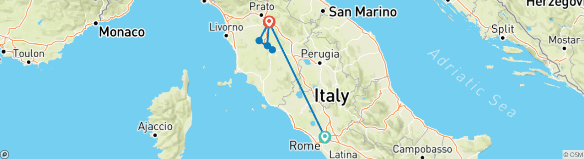 Image d'une carte montrant l'itinéraire du circuit