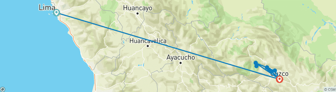 Image d'une carte montrant l'itinéraire du circuit