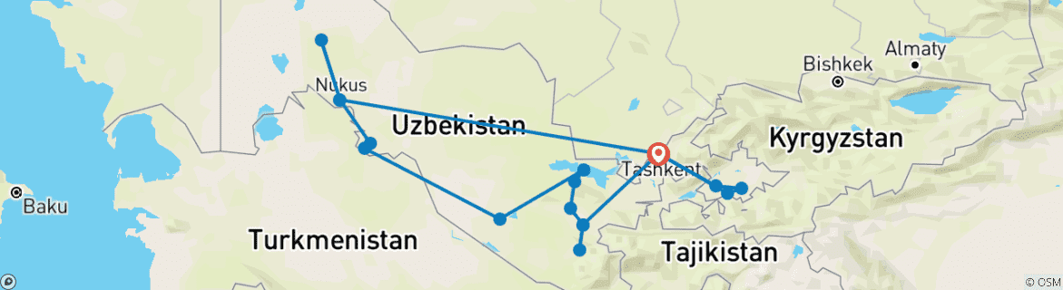 Image d'une carte montrant l'itinéraire du circuit