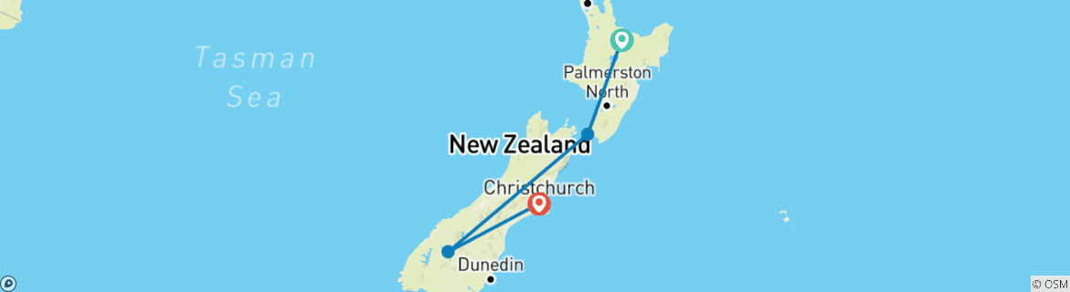 Foto van een kaart met de route van de rondreis