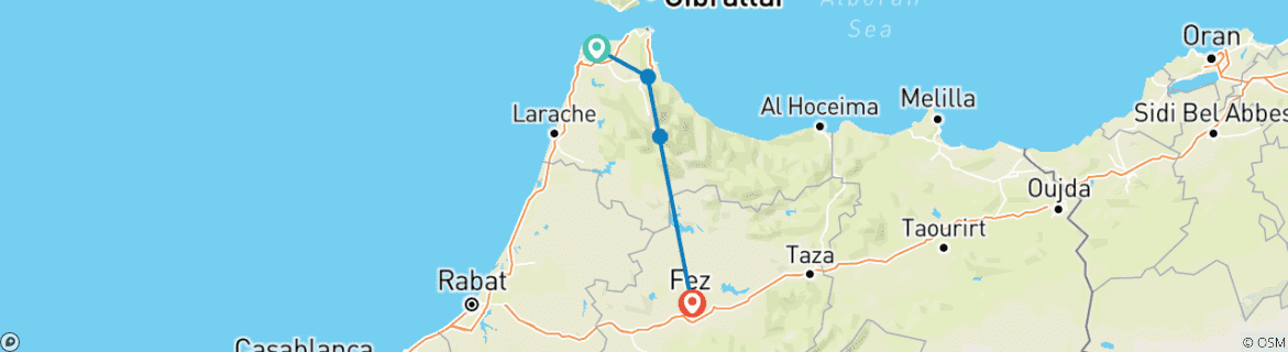 Karte mit der Reiseroute