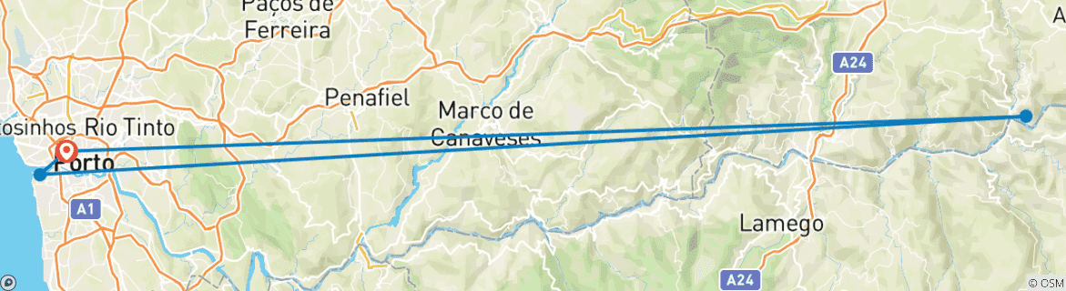 Image d'une carte montrant l'itinéraire du circuit