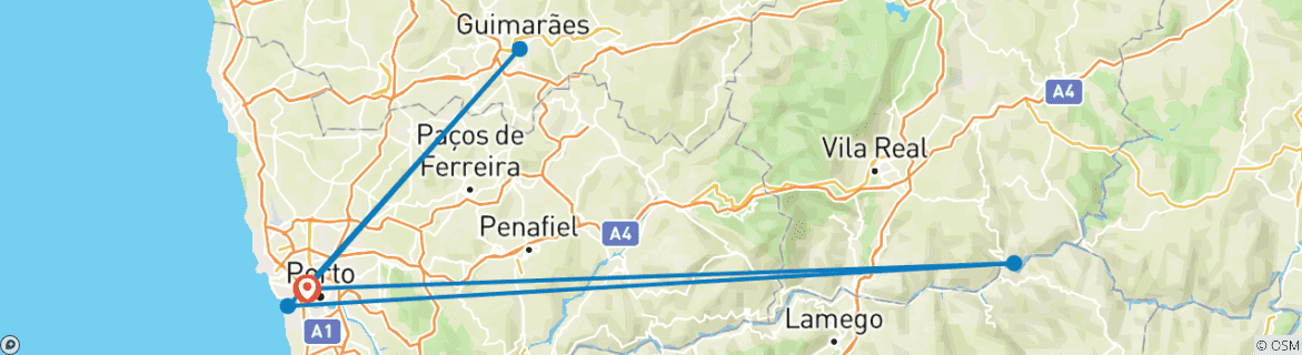 Image d'une carte montrant l'itinéraire du circuit