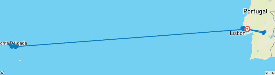 Foto van een kaart met de route van de rondreis