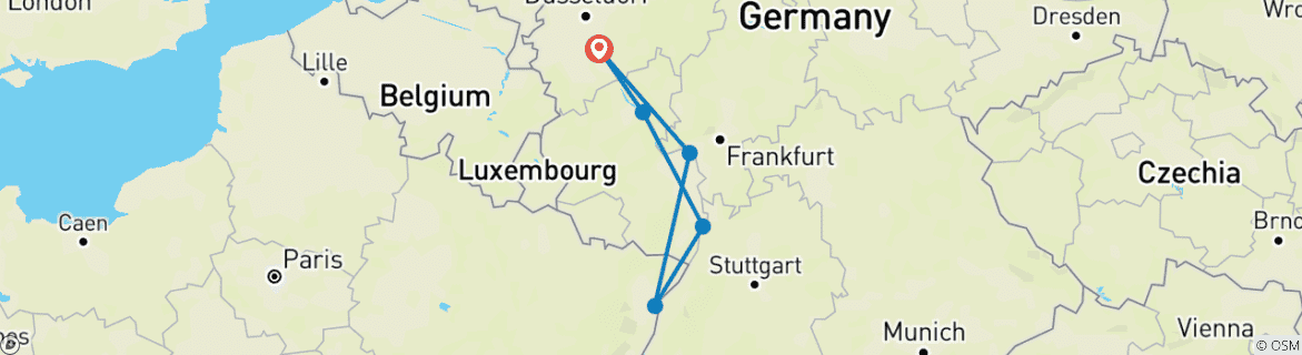 Karte mit der Reiseroute