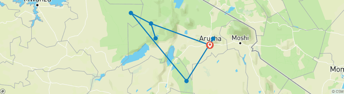 Image d'une carte montrant l'itinéraire du circuit