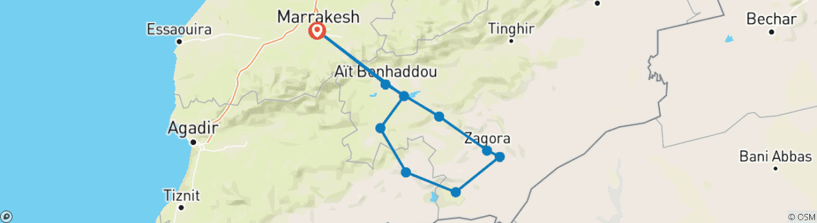 Foto van een kaart met de route van de rondreis