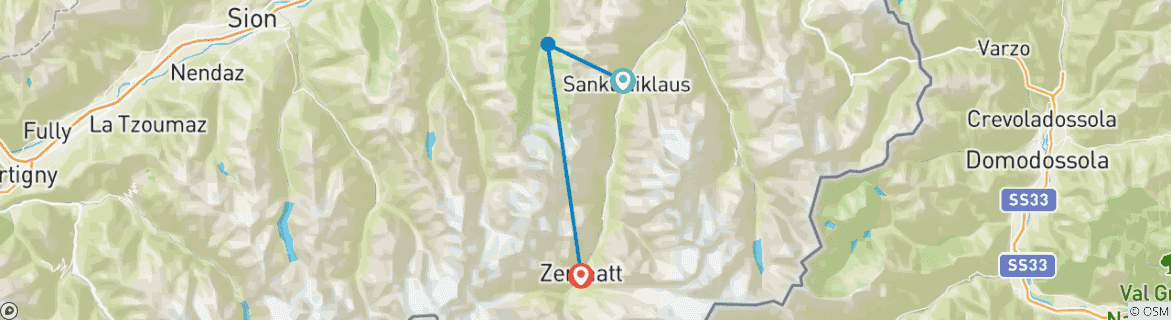 Map of Matterhorn Circuit Hike