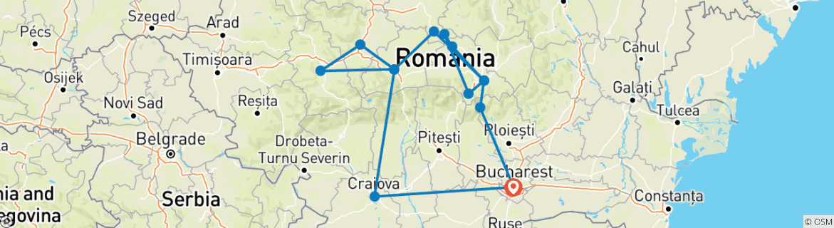 Foto van een kaart met de route van de rondreis