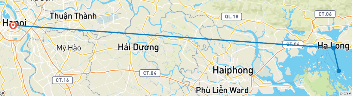 Foto van een kaart met de route van de rondreis