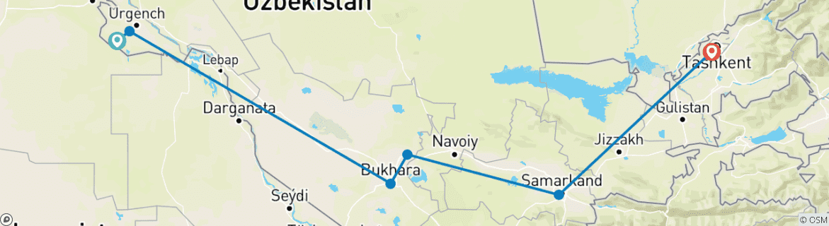 Karte mit der Reiseroute