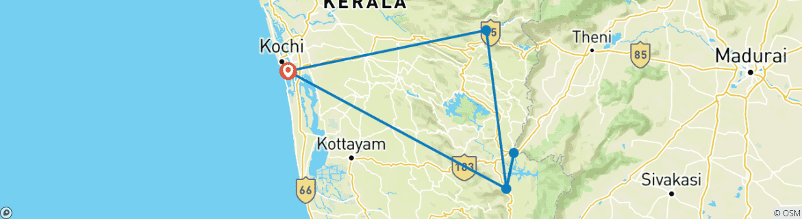 Karte mit der Reiseroute