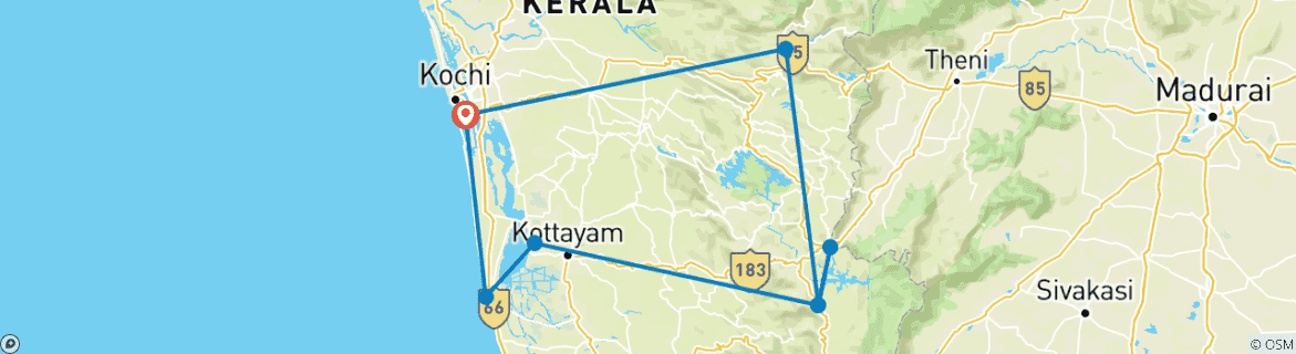 Karte mit der Reiseroute