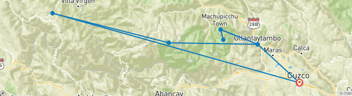 Foto van een kaart met de route van de rondreis