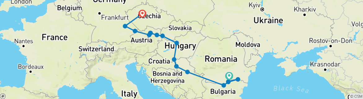 Image d'une carte montrant l'itinéraire du circuit