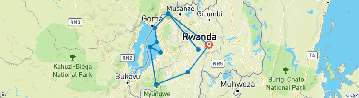 Image d'une carte montrant l'itinéraire du circuit