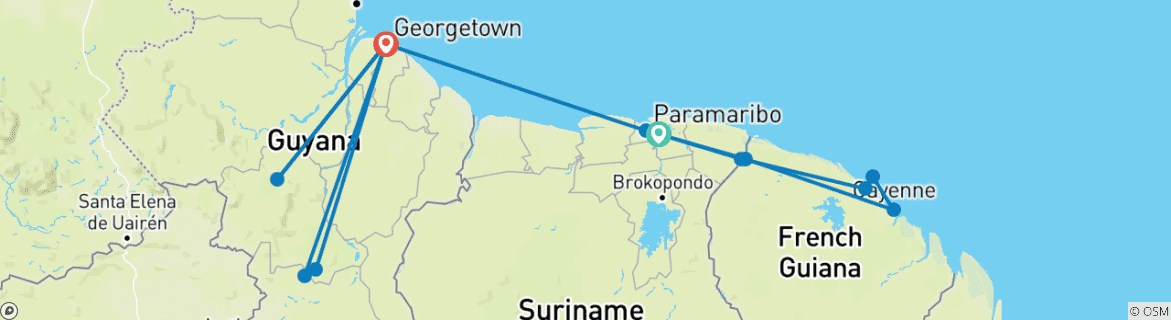 Foto van een kaart met de route van de rondreis