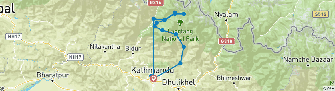 Karte mit der Reiseroute