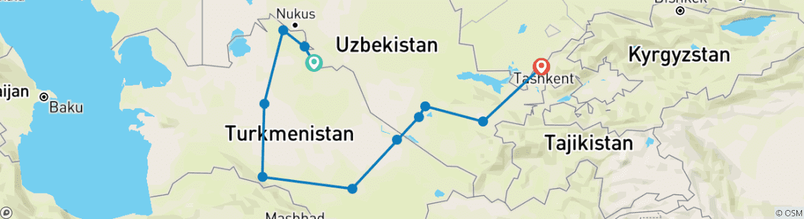 Foto van een kaart met de route van de rondreis