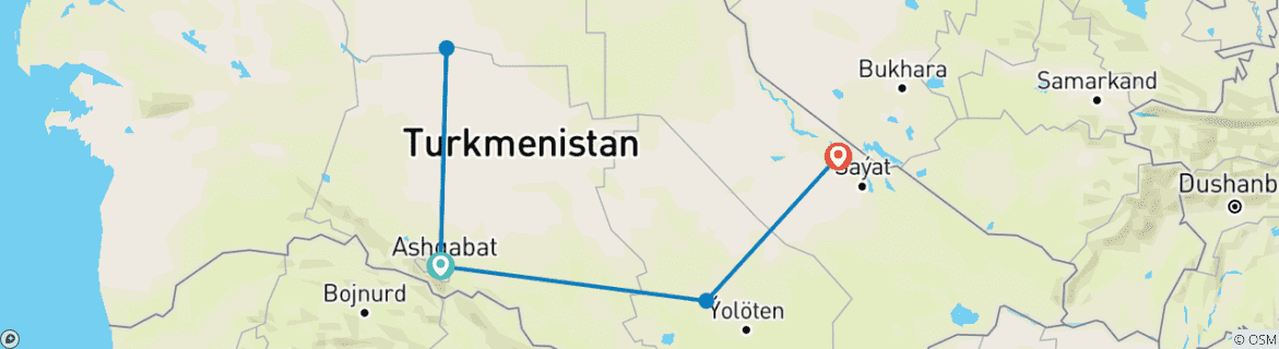 Foto van een kaart met de route van de rondreis