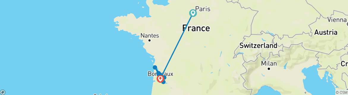 Image d'une carte montrant l'itinéraire du circuit