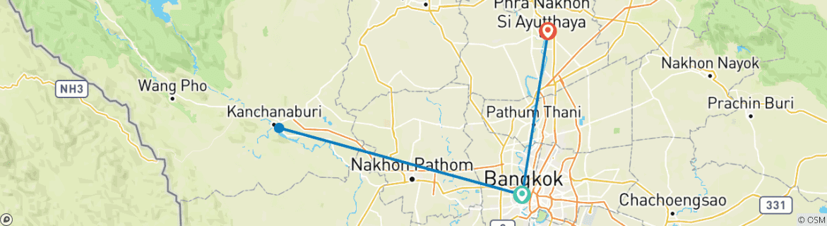 Foto van een kaart met de route van de rondreis