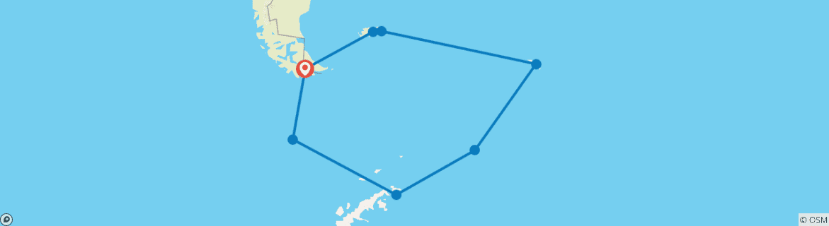 Foto van een kaart met de route van de rondreis