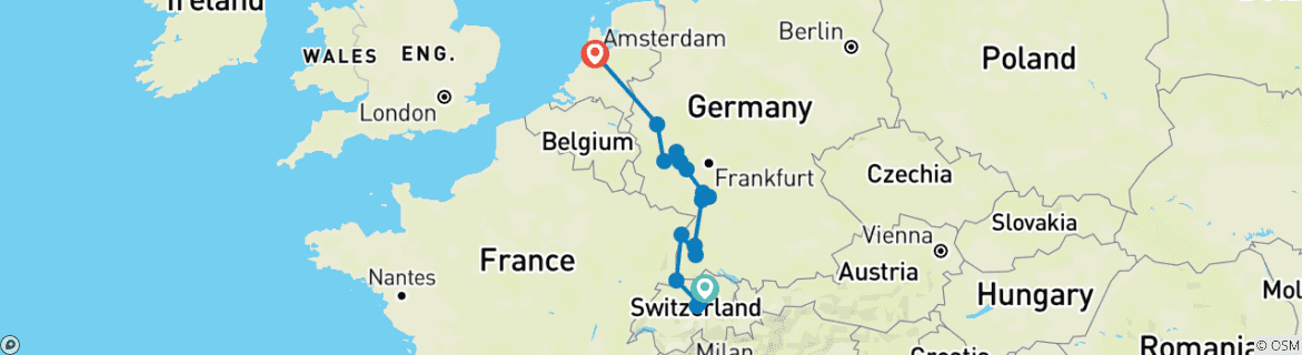 Karte mit der Reiseroute
