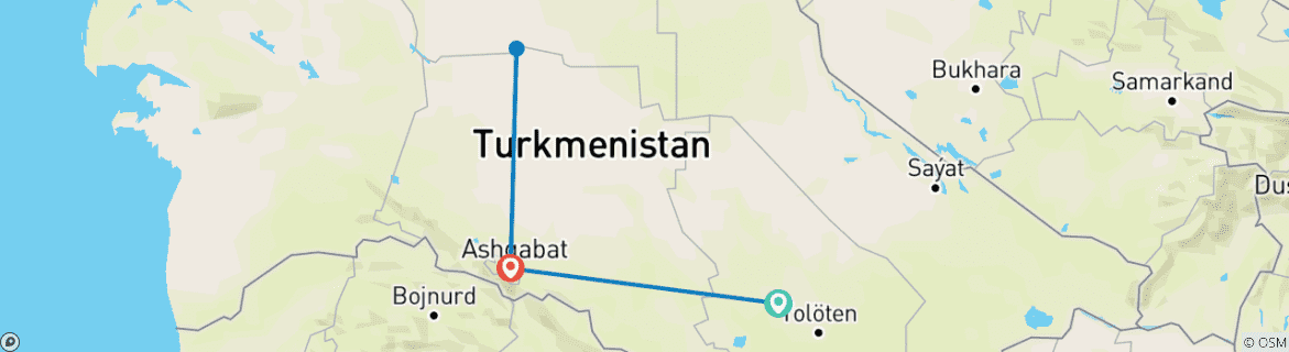 Karte mit der Reiseroute