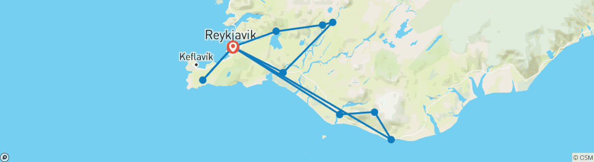 Foto van een kaart met de route van de rondreis