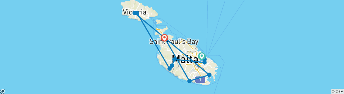 Karte mit der Reiseroute