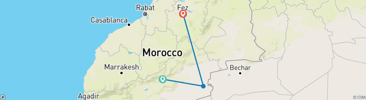 Image d'une carte montrant l'itinéraire du circuit