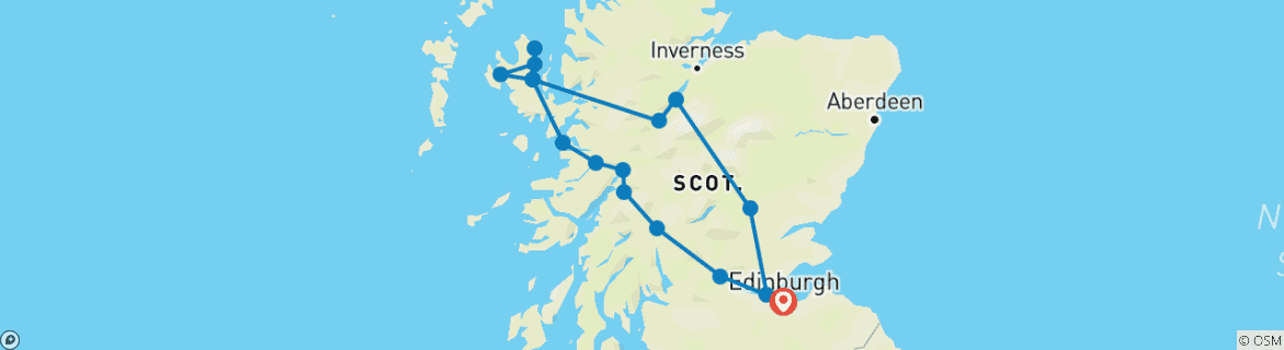 Image d'une carte montrant l'itinéraire du circuit
