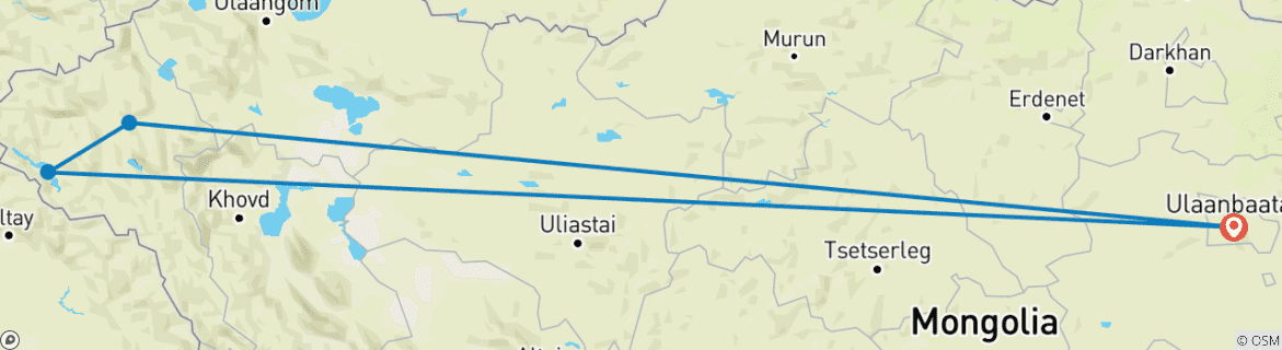 Image d'une carte montrant l'itinéraire du circuit