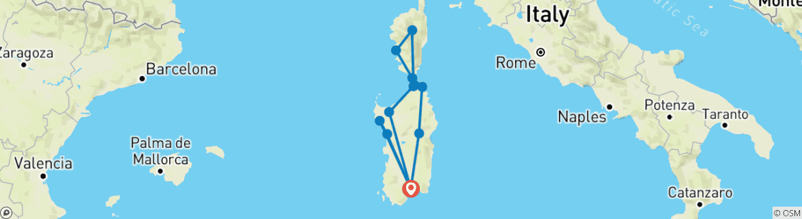 Karte mit der Reiseroute