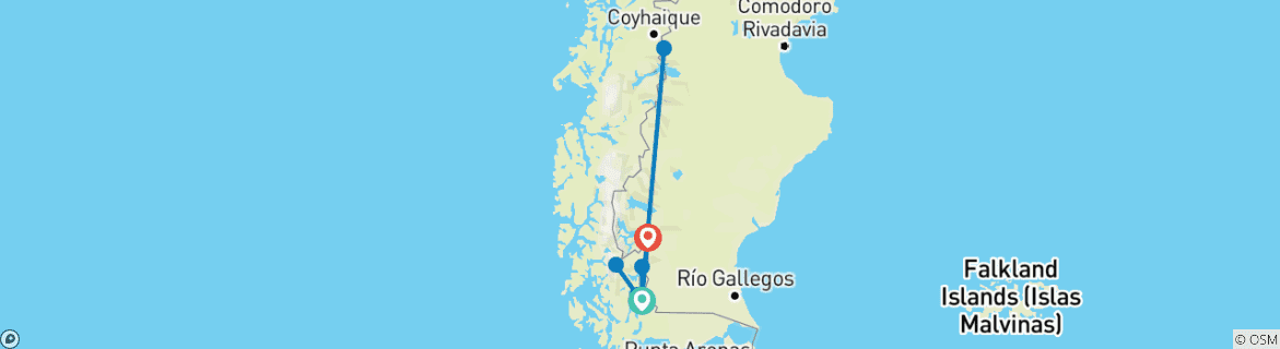 Image d'une carte montrant l'itinéraire du circuit