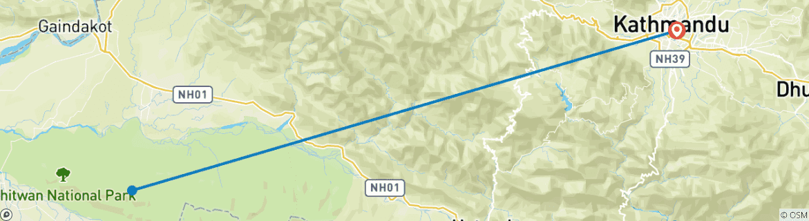 Karte mit der Reiseroute